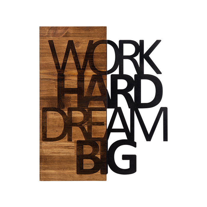Wallity Work Hard Dream Big Escultura de Pared Negro y Nogal Wallity Work Hard Dream Big Escultura de Pared Negro y Nogal